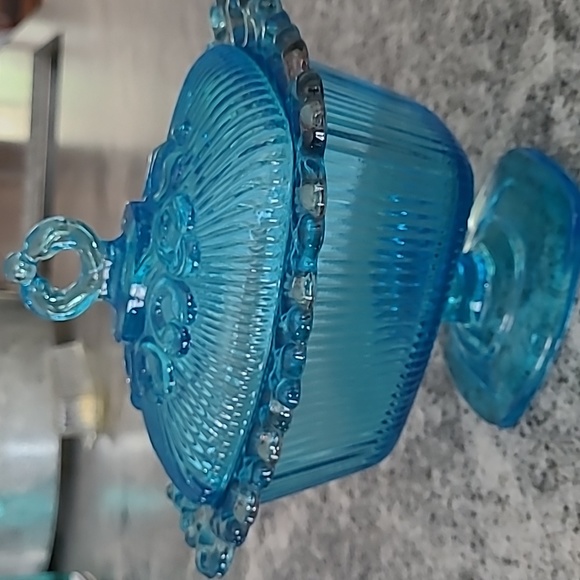 Indiana Blue Glass Covered Pedestal Dish - Picture 16 of 16